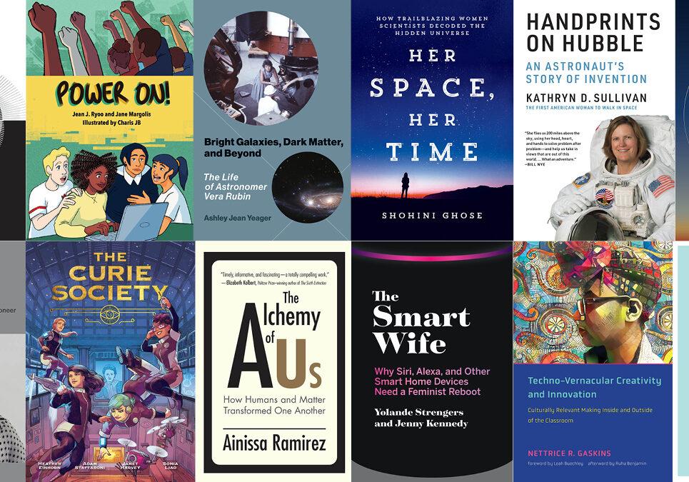 This graphic shows a collection of book covers for recipients of the Fund for Diverse Voices, including Power On, The Curie Society, Handprintson Hubble, Her Space, Her Time, The Alchemy of Us, and more.